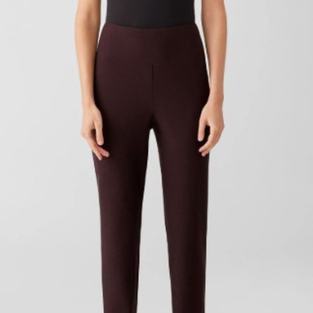 Washable Stretch Crepe High Waisted Pant - Cassis M